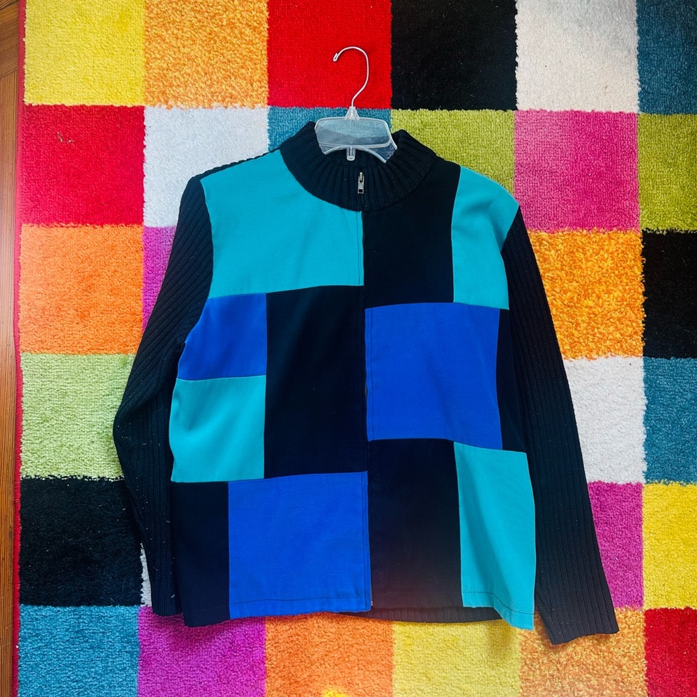 Colorblock Blue Tile Jacket - Picture 2 of 4